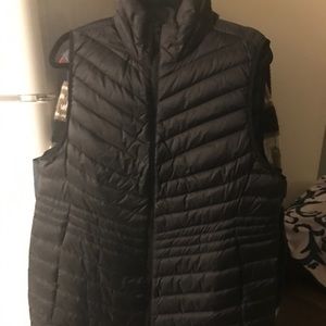 LANDS END LONG A LINE LIGHT DOWN VEST XL WOMENS BLACK